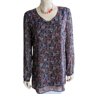 CAbi Navy Print Tunic Size Small